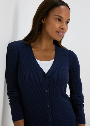 Navy Button Through Cardigan