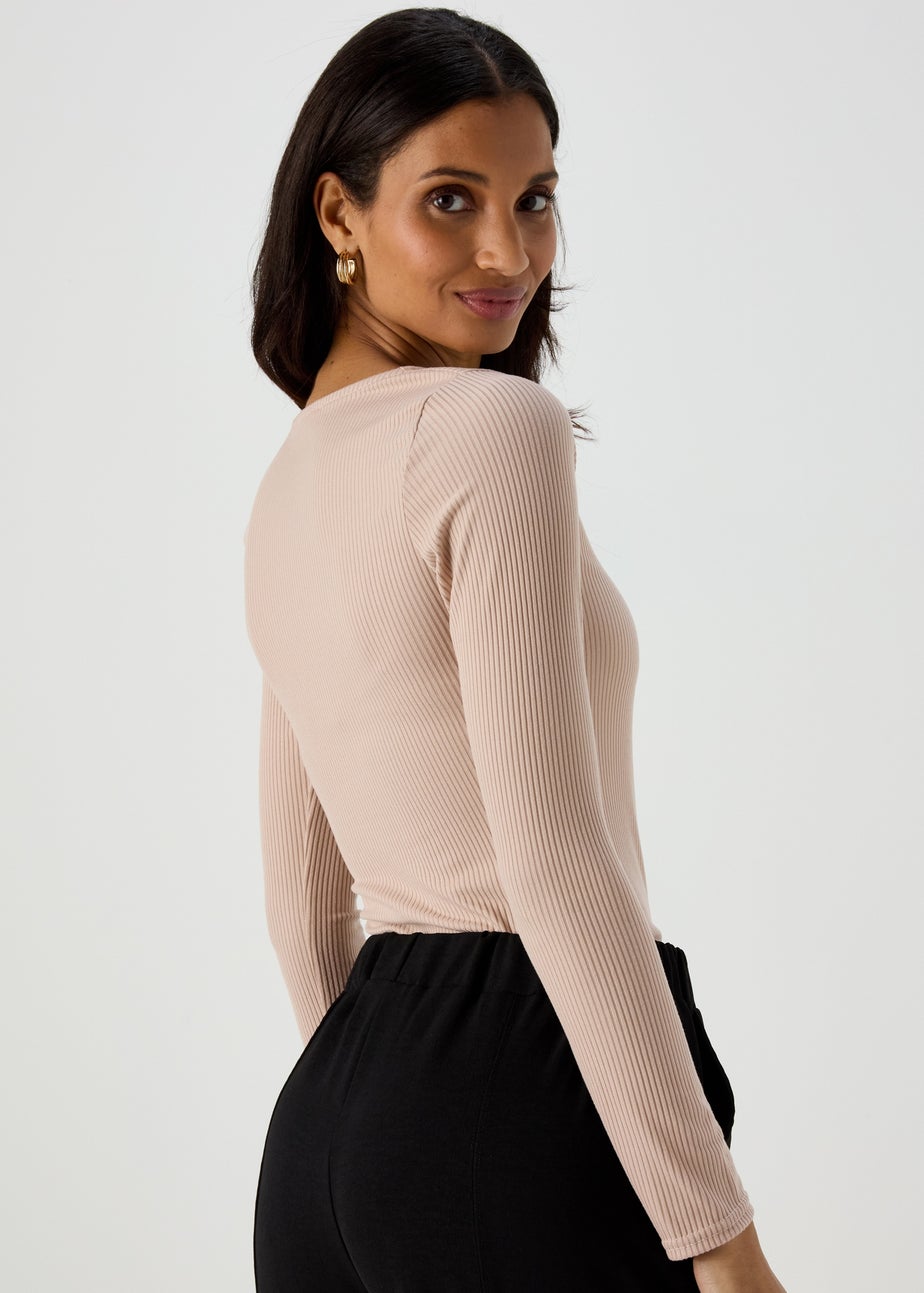 Stone Square Neck Ribbed Top
