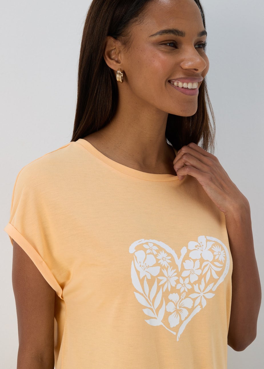 Peach Heart Longline T Shirt