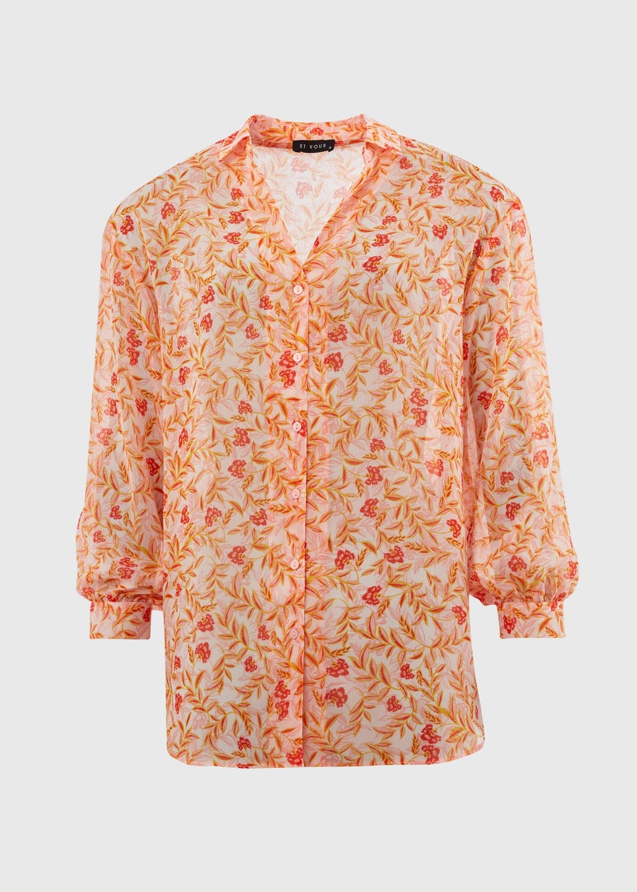 Et Vous Pink Multicolour Ditsy Floral Yoryu Blouse Top