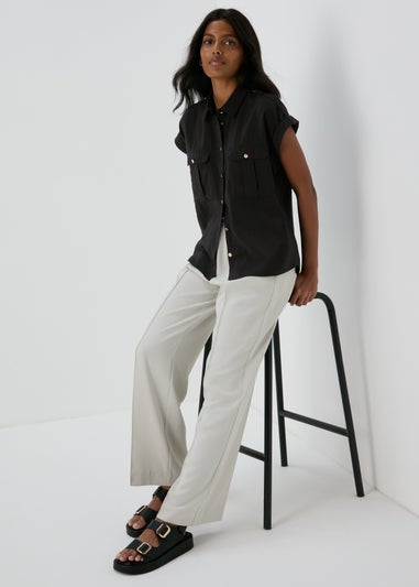 Et Vous Black Sleeveless Utility Blouse