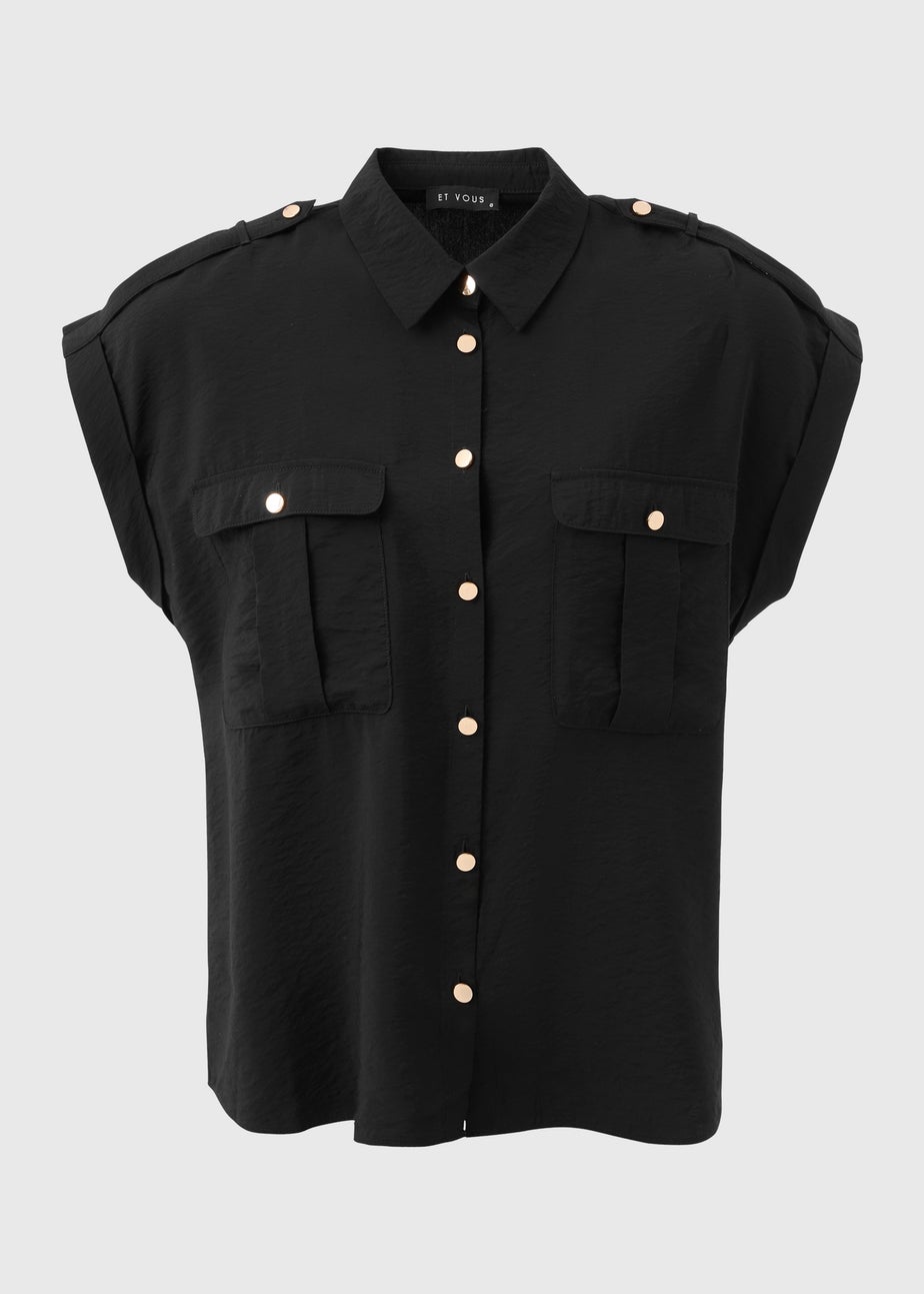 Et Vous Black Sleeveless Utility Blouse