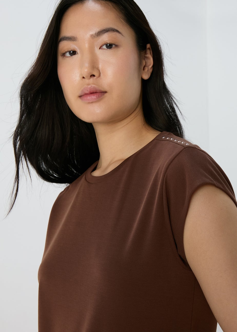 Brown Jersey Midi Dress