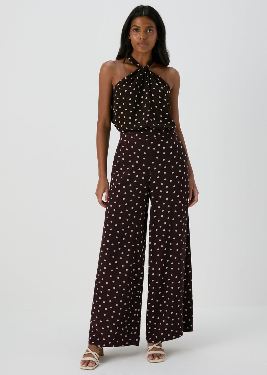 Et Vous Brown Spot Print Wide Leg Co Ord Trousers