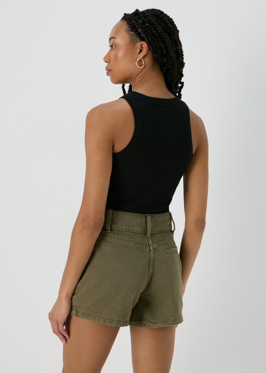 Khaki Utility Denim Shorts