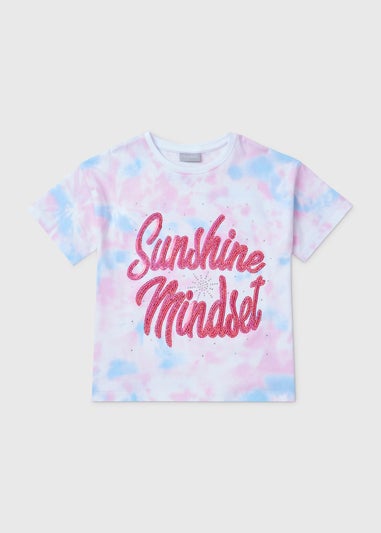 Girls Pink Tie Dye Sequin T-Shirt (7-13yrs)