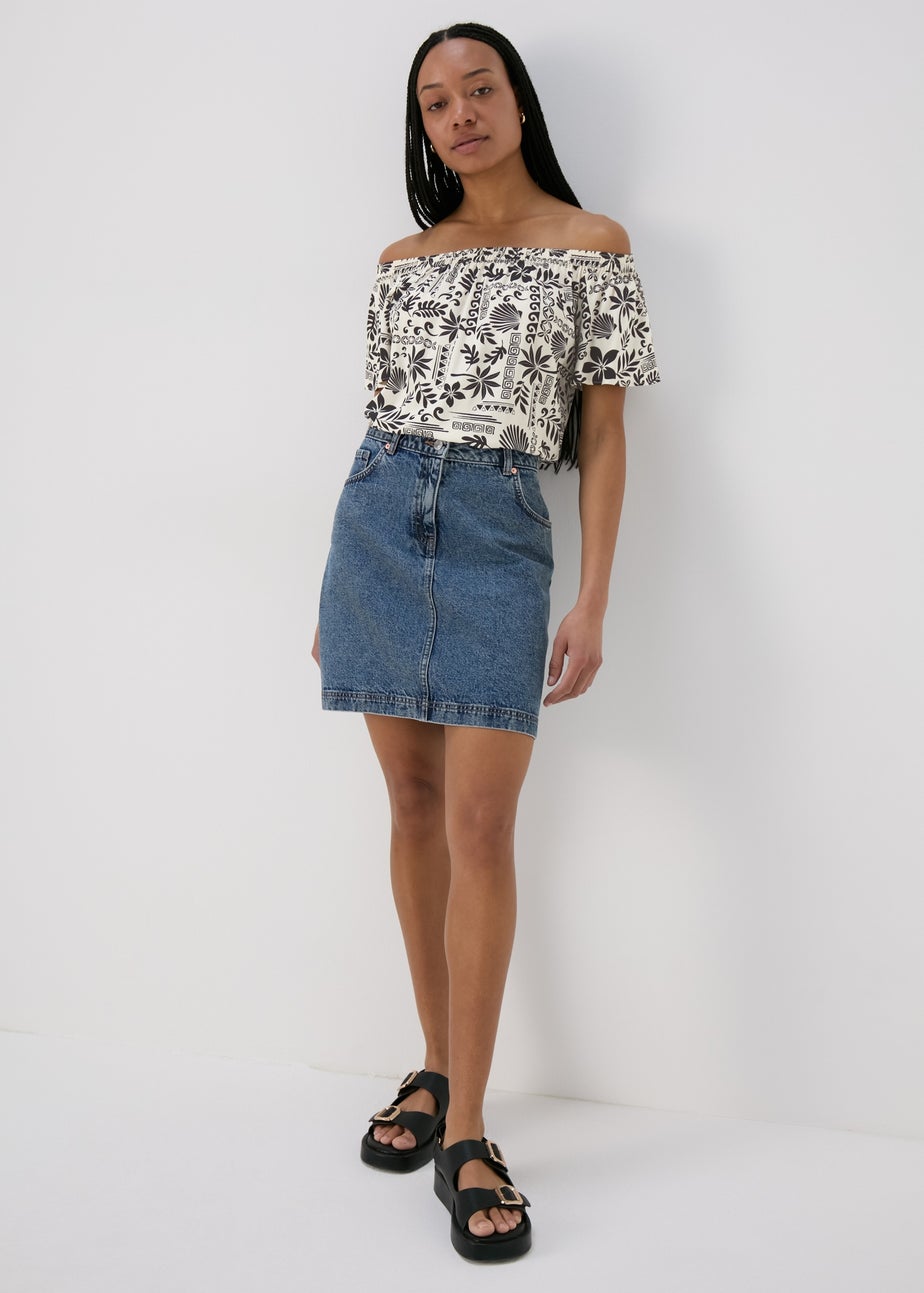 Black Mono Viscose Bardot Top