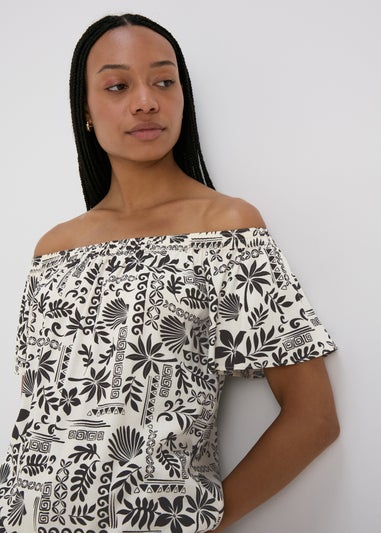 Black Mono Viscose Bardot Top