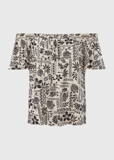 Black Mono Viscose Bardot Top