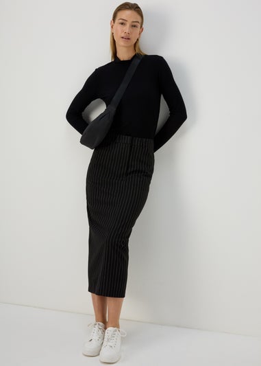 Black Pinstripe Maxi Skirt