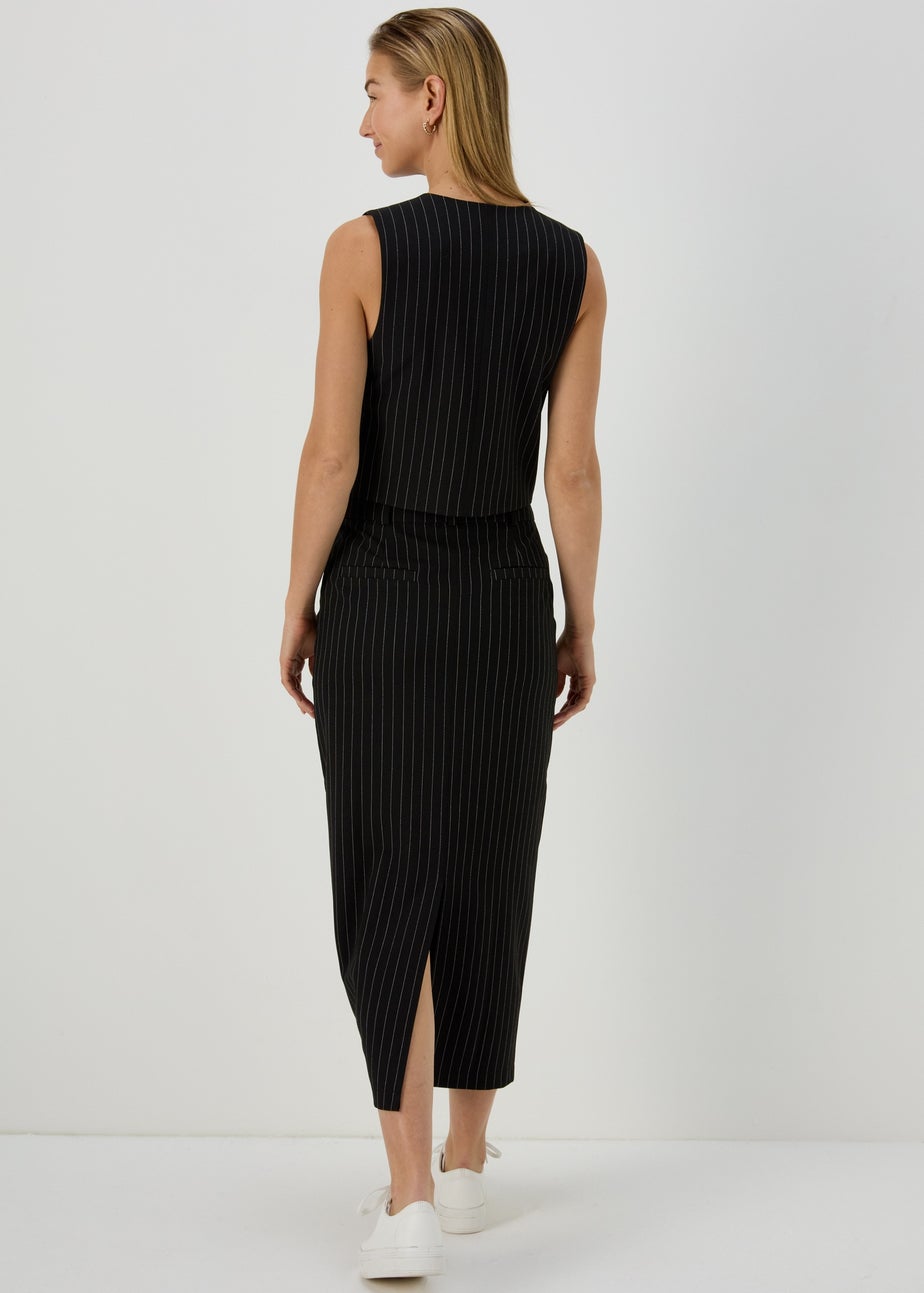Black Pinstripe Maxi Skirt