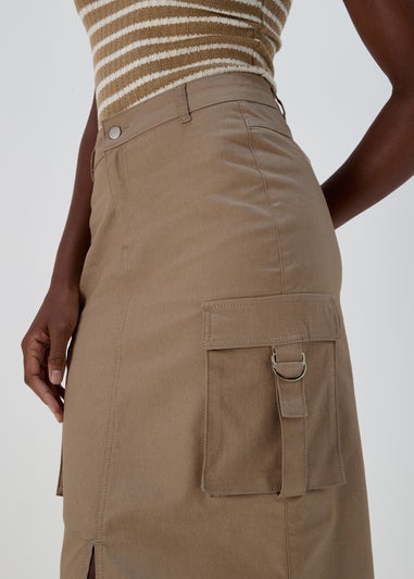 Stone Utility Cargo Midi Skirt