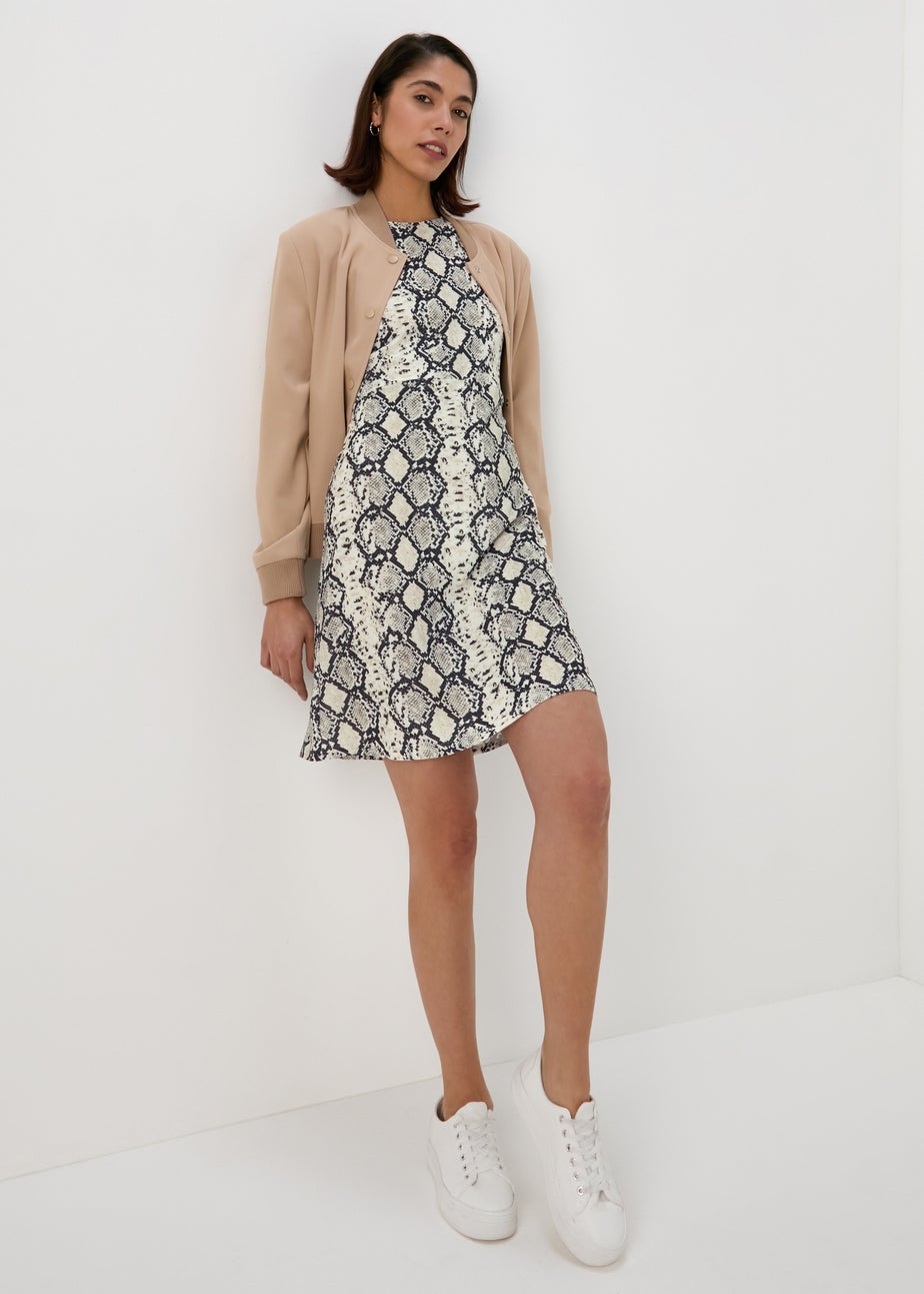 Et Vous Beige Snake Print Mini Dress