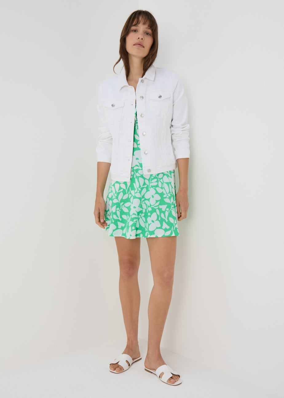 Green Floral Crinkle Cami Mini Dress