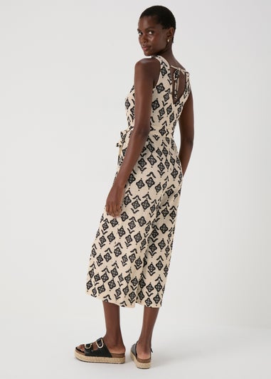 Cream V Neck Crinkle Jumpsuit