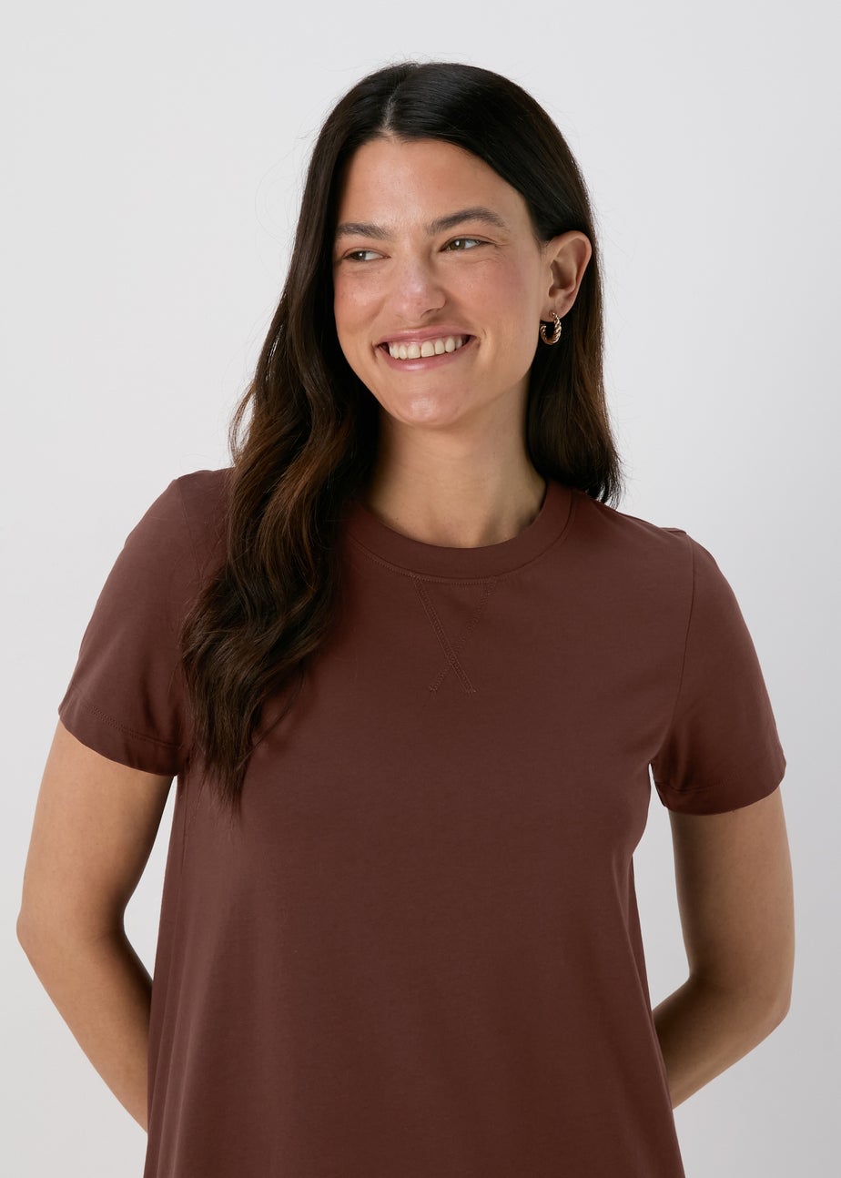 Brown Jersey Mini T-Shirt Dress