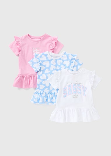 Girls 3 Pack White Sassy Tops (1-7yrs)