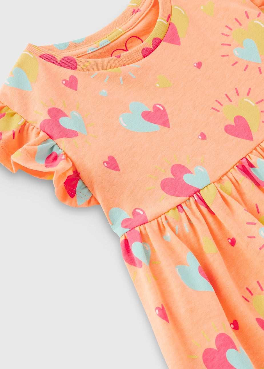Girls Coral Heart Dress (1-7yrs)