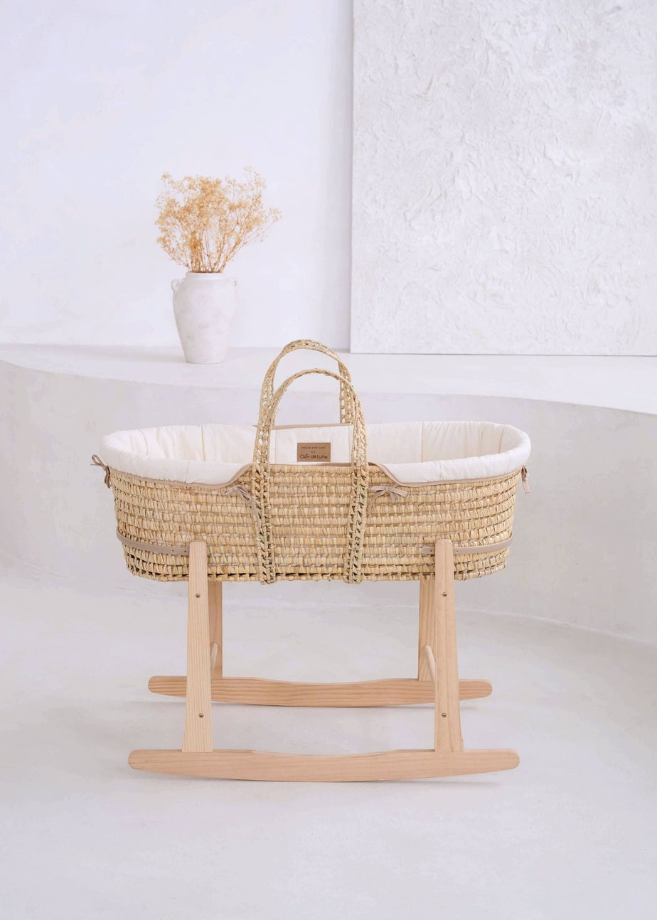 Clair de Lune Organic Palm Moses Basket with Rocking Stand