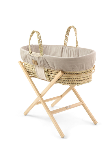 Clair de Lune Cord Reversible Palm Moses Basket & Stand Bundle