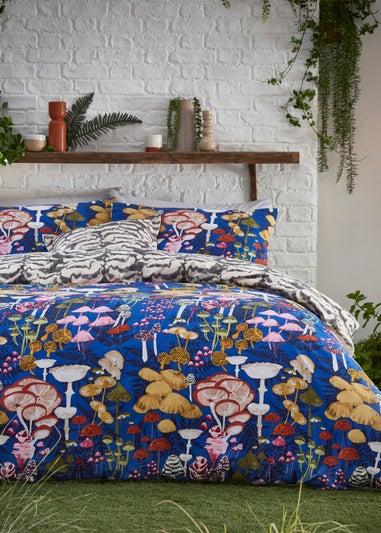 furn. Amanita Abstract Mushroom Duvet Cover Set Cobalt