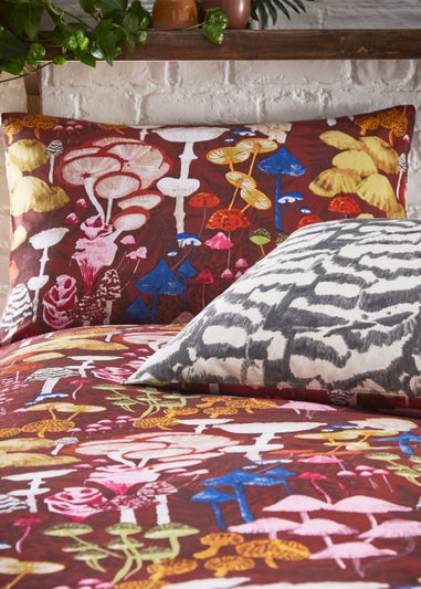 furn. Amanita Abstract Mushroom Duvet Cover Set Redwood