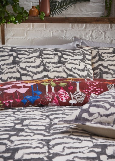 furn. Amanita Abstract Mushroom Duvet Cover Set Redwood