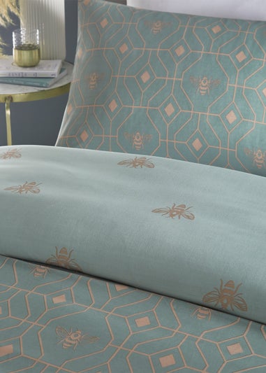 furn. Bee Deco Geometric Duvet Cover Set Eau De Nil
