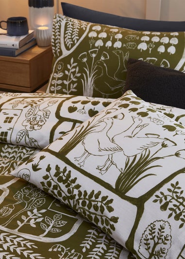 furn. Frida Abstract Floral Duvet Cover Set Green