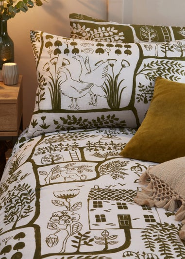 furn. Frida Abstract Floral Duvet Cover Set Green