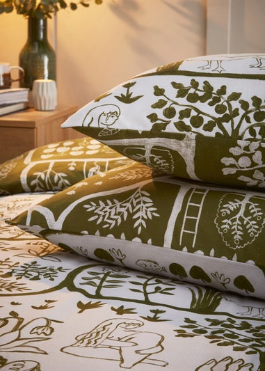 furn. Frida Abstract Floral Duvet Cover Set Green