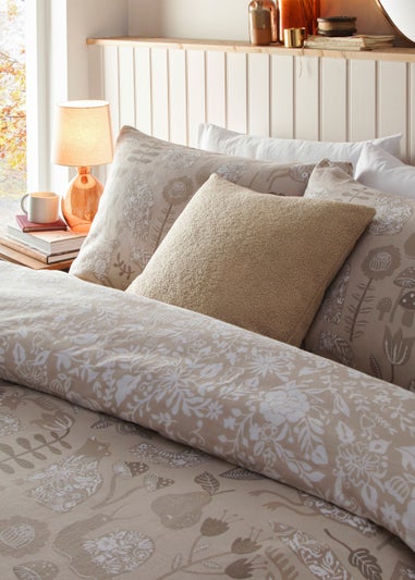 furn. Nook Woodland Brushed Cotton Duvet Cover Set Biege
