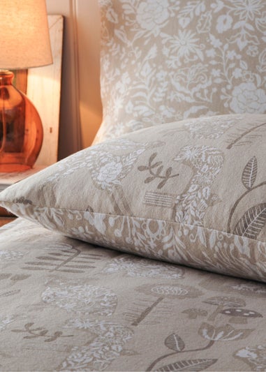 furn. Nook Woodland Brushed Cotton Duvet Cover Set Biege