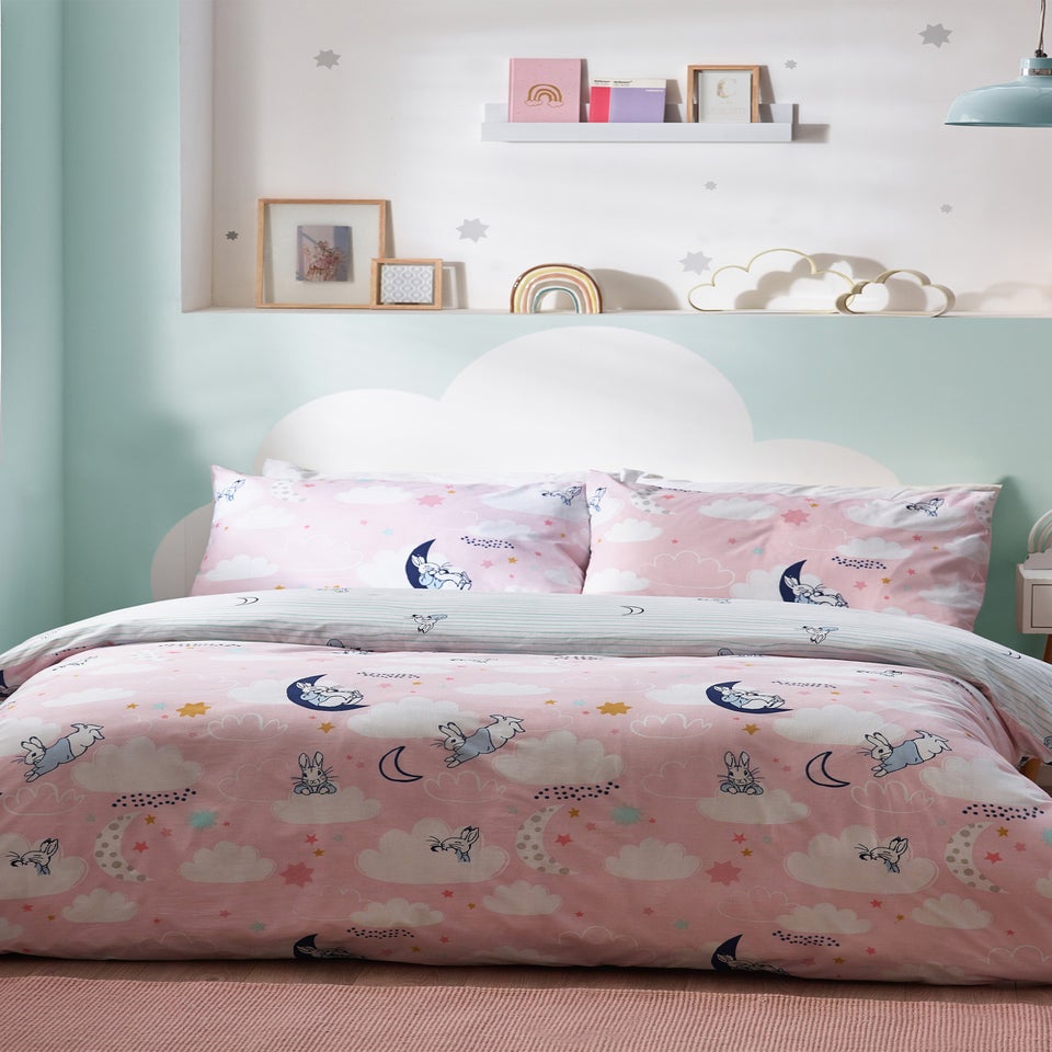 Peter Rabbit™ Sleepy Head Abstract Duvet Cover Set Pink