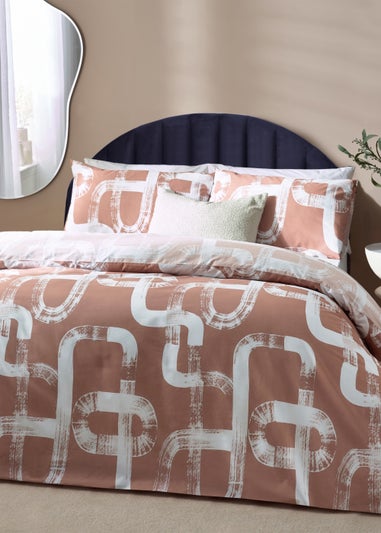 Hoem Tuba Abstract Cotton Rich Duvet Cover Set Pink
