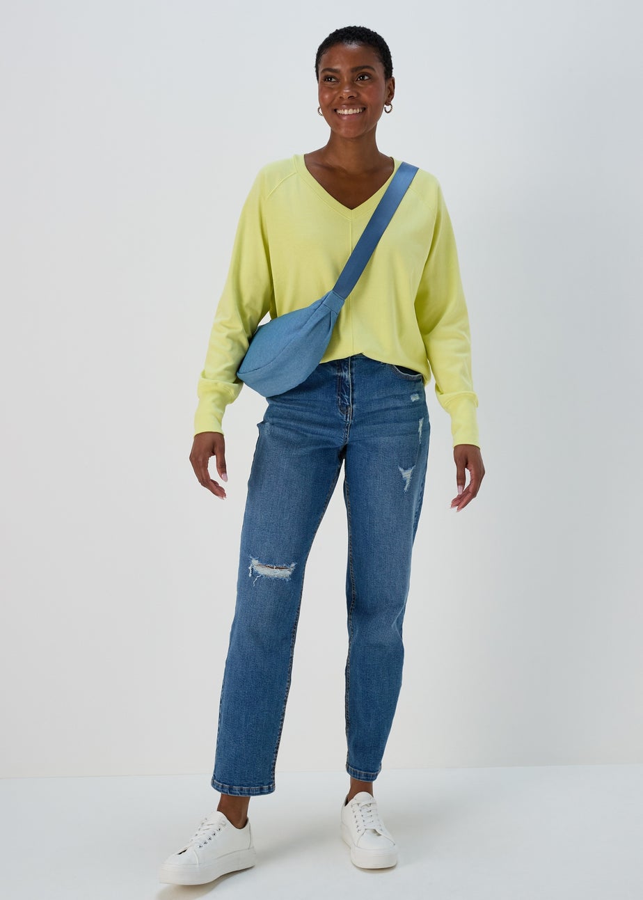 Papaya Lime V Neck Top