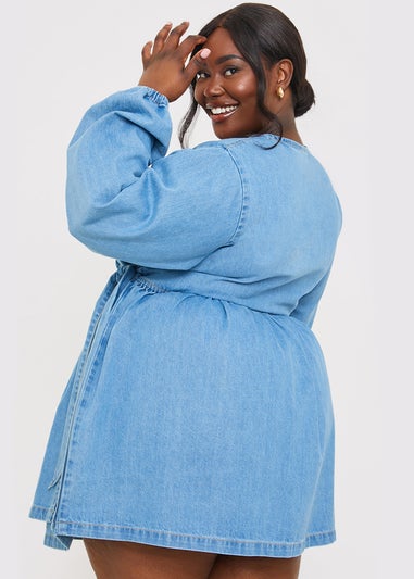 In The Style Blue Denim Wrap Dress