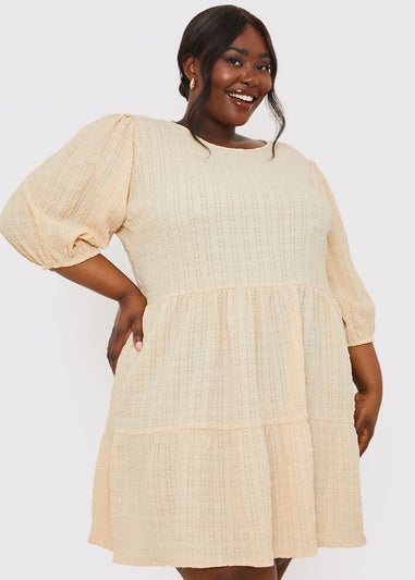 In The Style Stacey Beige Seersucker Mini Dress