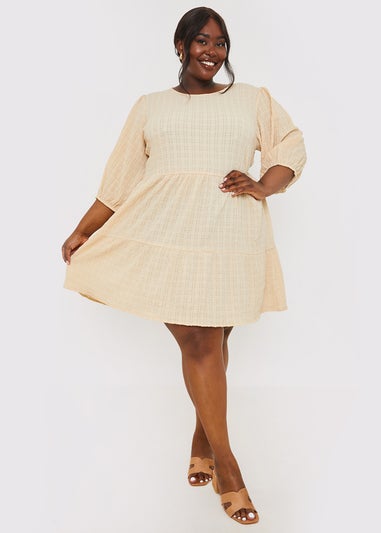 In The Style Stacey Beige Seersucker Mini Dress