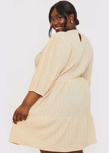 In The Style Stacey Beige Seersucker Mini Dress