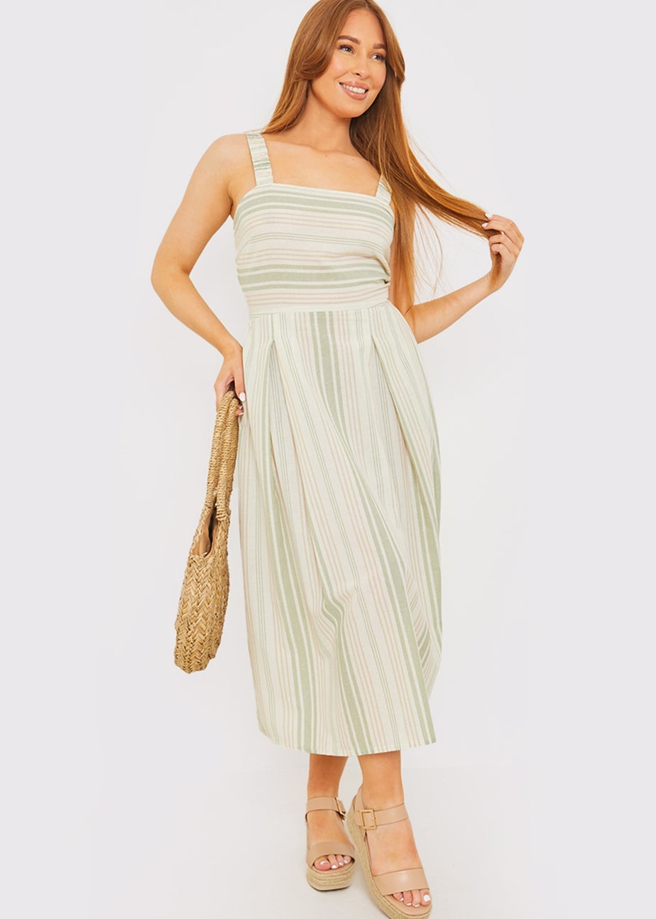 In The Style Stacey Green Tie Back Midi Dress