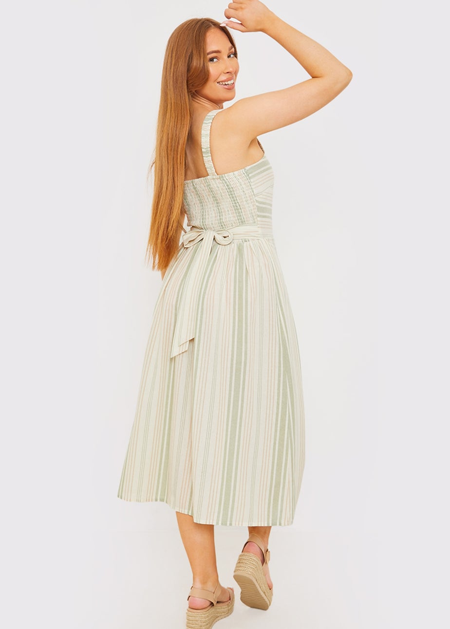In The Style Stacey Green Tie Back Midi Dress