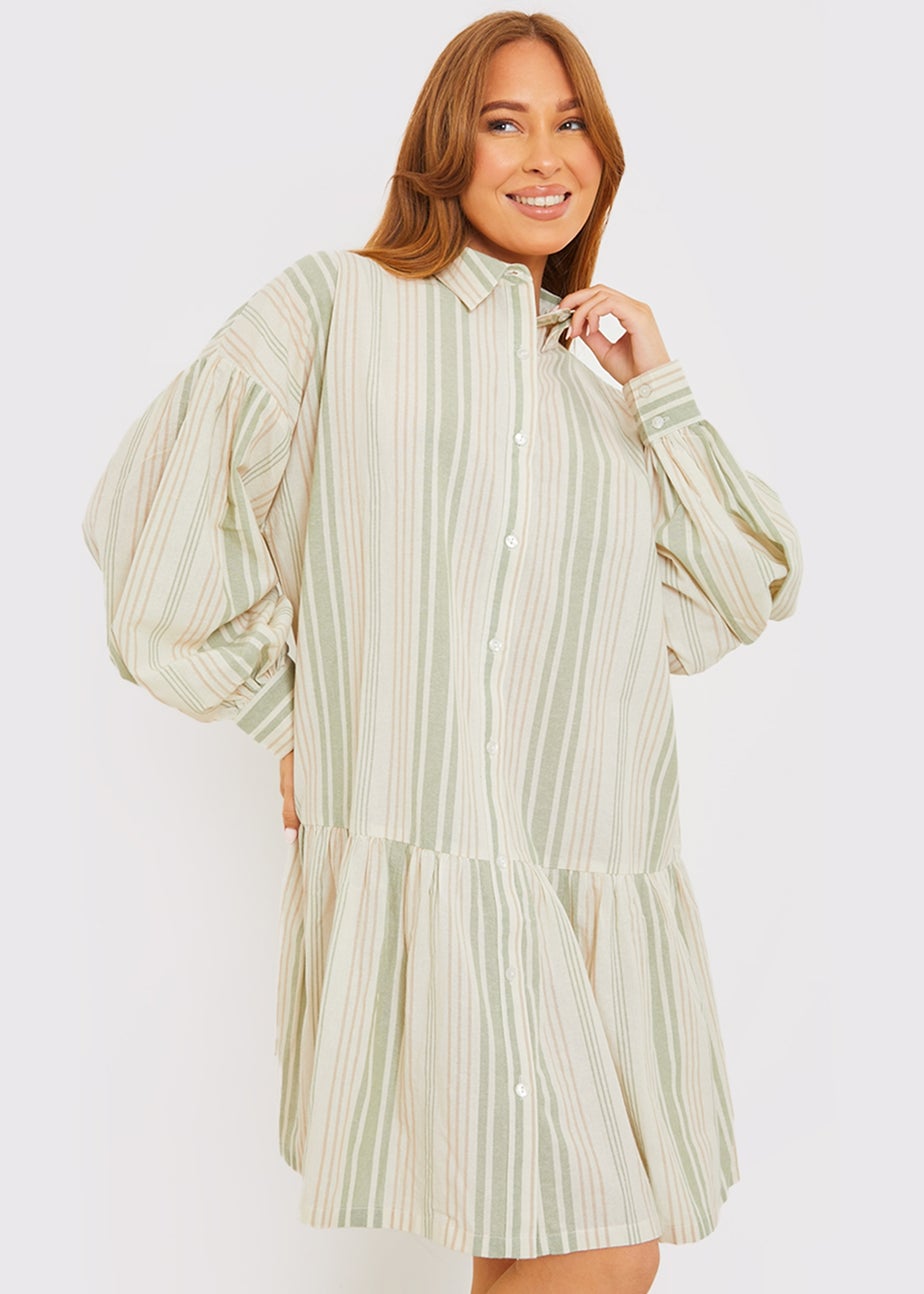 In The Green Stripe Shirt Dress