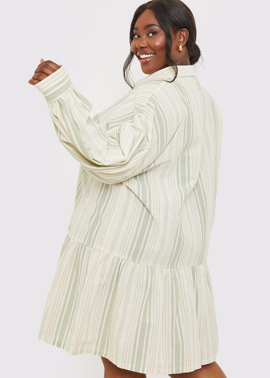 In The Green Stripe Shirt Dress