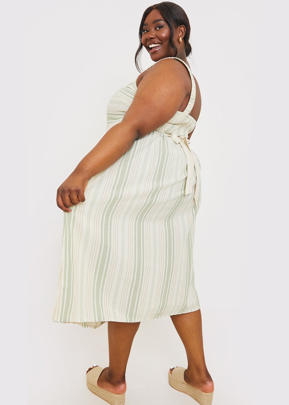 In The Green Stripe Shirt Dress