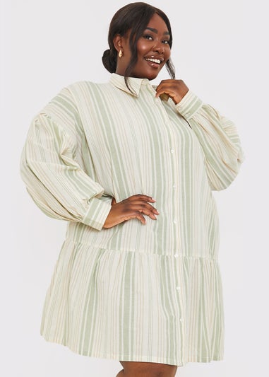 In The Green Stripe Shirt Dress