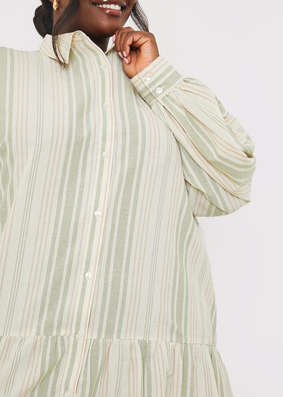 In The Green Stripe Shirt Dress