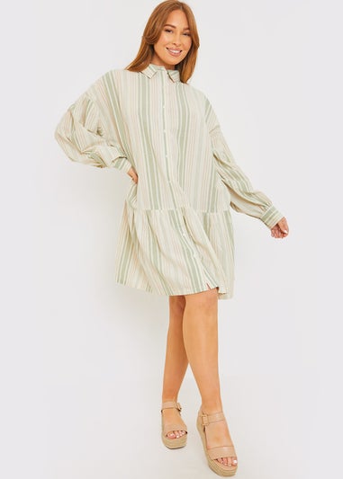 In The Green Stripe Shirt Dress