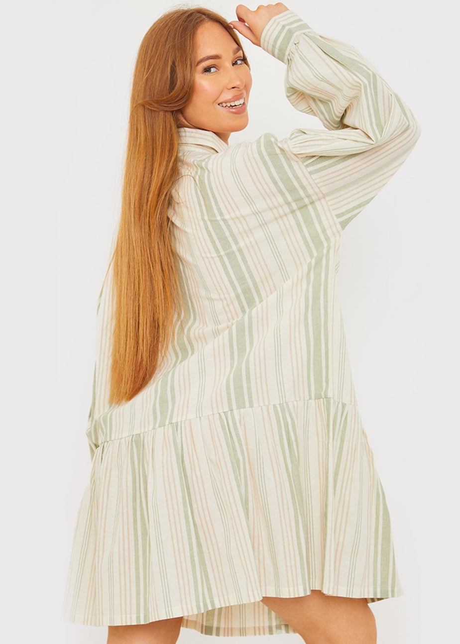 In The Green Stripe Shirt Dress