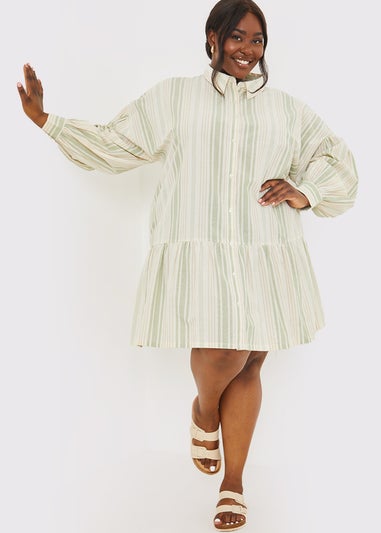 In The Green Stripe Shirt Dress